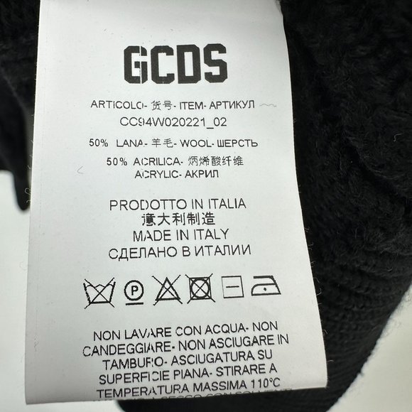 GCDS Sweater Mens Knit Oversized Mock Neck Logo Wool Blend Black Red White XS - Picture 11 of 13